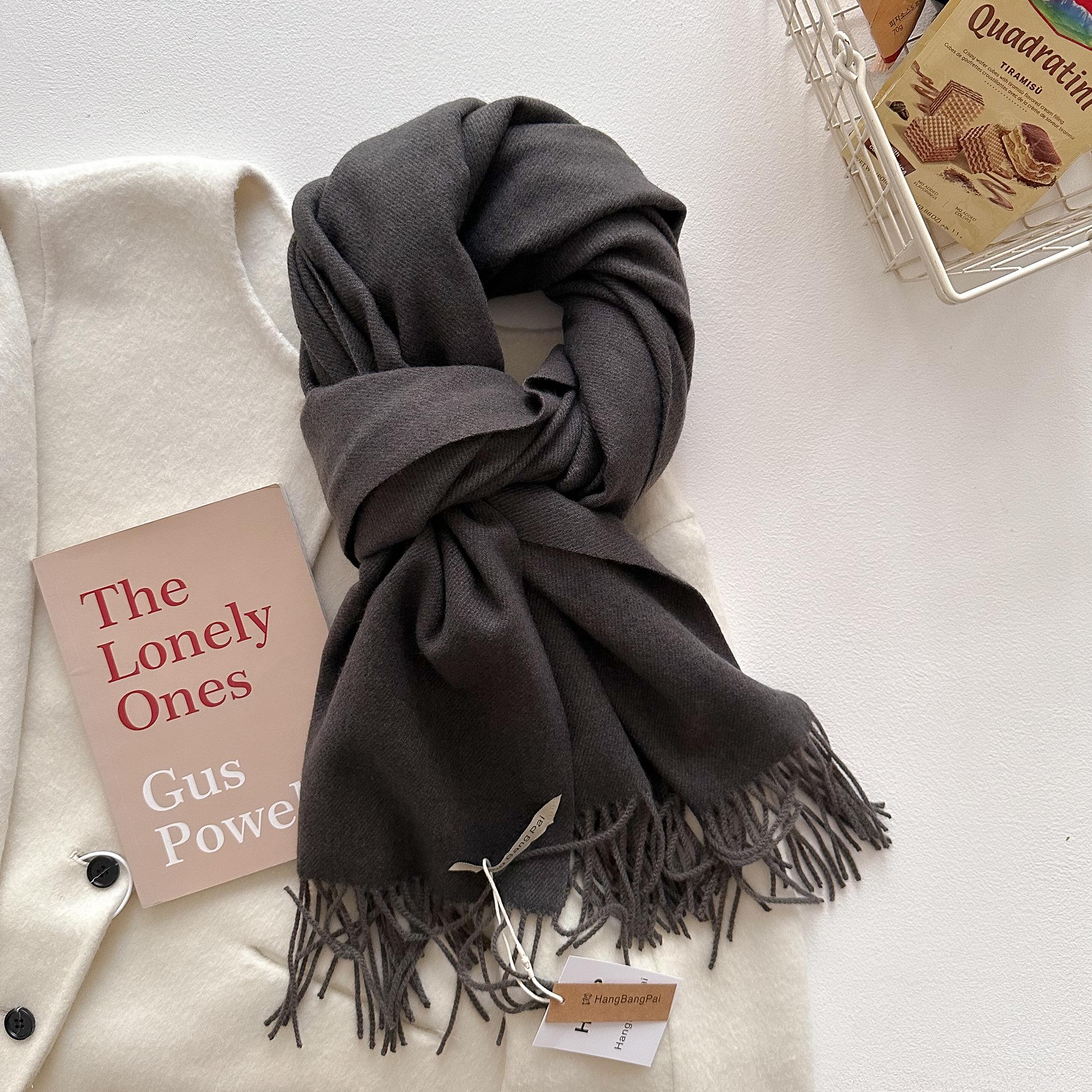 

New Winter Wool Scarf For Women Long Warm Cashmere Scarves Hijab Solid Lady Shawl Wrap Female Pashmina Bandana Head Scarfs