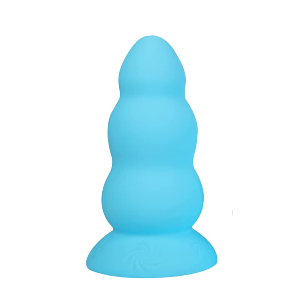 Vortex Anal Plug 3 Beads with Suction Cup Silicone S Light Blue TaRiss's 7.7cmx18cm