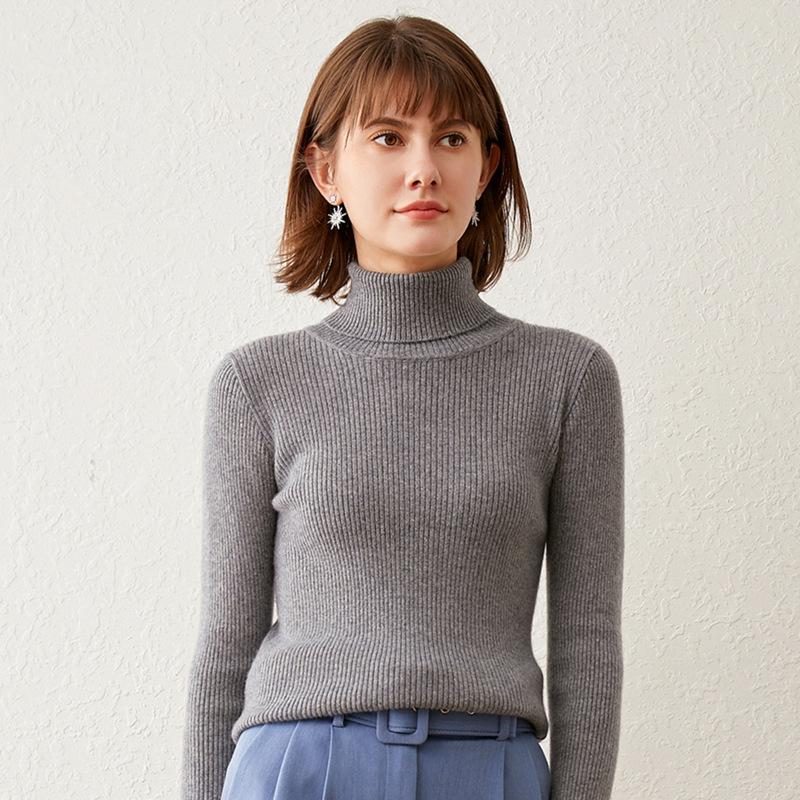 Turtleneck female slim-fitting strips autumn and winter new long-sleeved inner pullover sweater bottoming shirt lapel