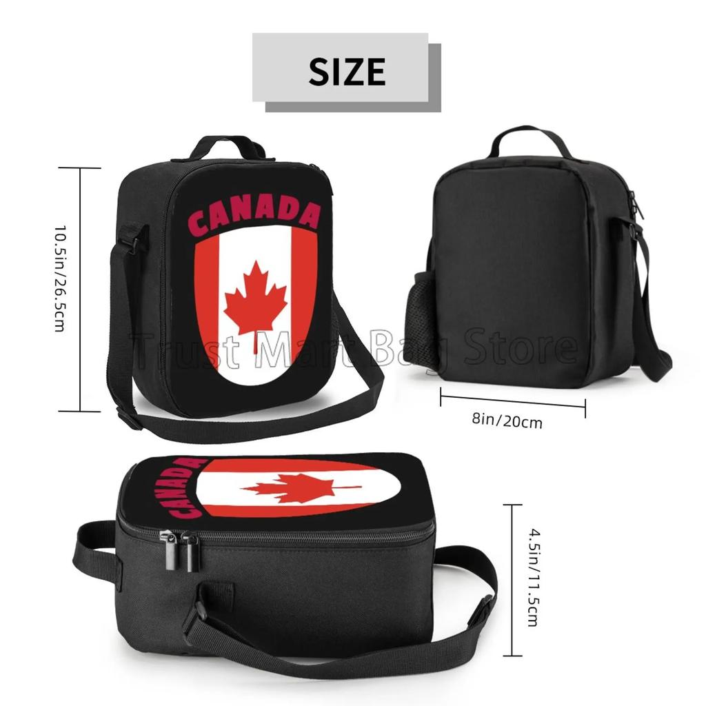 Canada Flag Print Lunch Bags for Women Kids Portable Thermal Cooler Bento Box with Adjustable Strap for Work School Picnic Beach