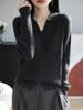 Women's Slim Fit Polo Collar French Retro Knit Sweater