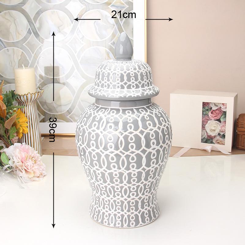 

Nordic White flower vase Home Living Room Decoration Ceramic General Jar Tea Seal Jar Ceramic Storage Jar home decoration