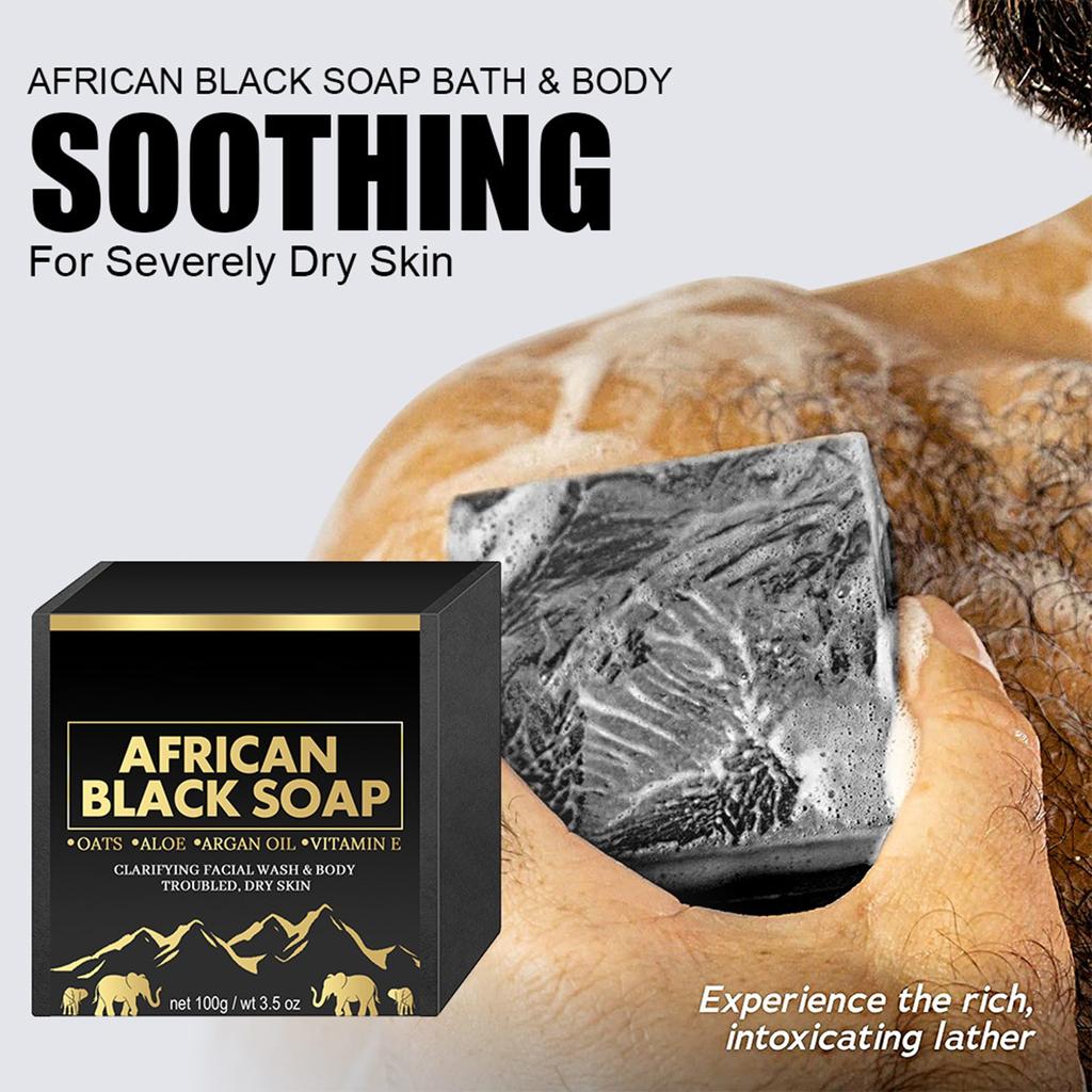 Reinigende, dekontaminierende und feuchtigkeitsspendende schwarze Seife für Männer und Frauen