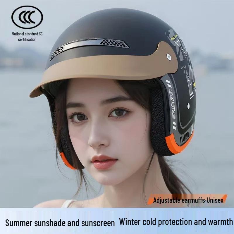 GB 3C Certified Electric Vehicle Helmet for Men & Women: Winter, Rainproof, Fogproof, Warm with Push-Type Lens