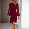 Fashion Imported Women's Clothing New Lace Bubble Sleeve Dress