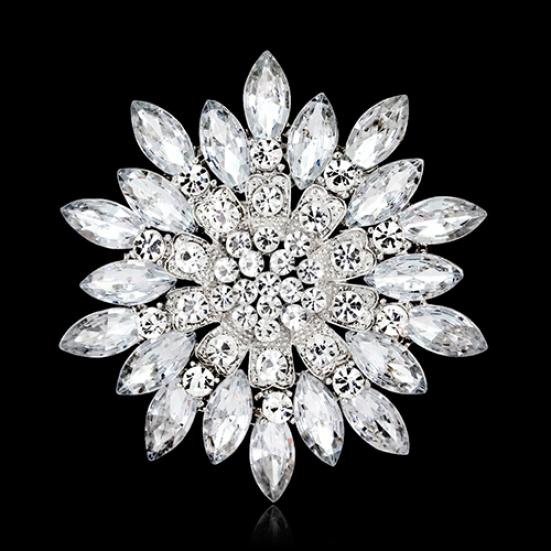 Gioielli con strass di cristallo con spilla a forma di fiore da donna per il regalo della festa nuziale