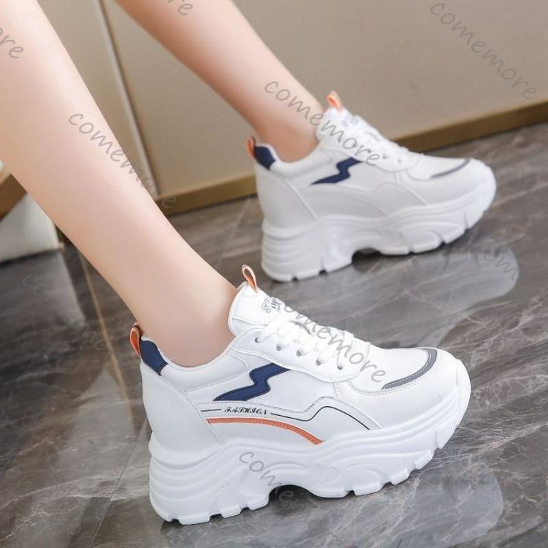 Fashion Comemore Inner Height Casual Women Sneakers Spring Autumn New Thick Bottom White Sports Daddy Shoes 7cm Chunky Heeled Tenis Shoe