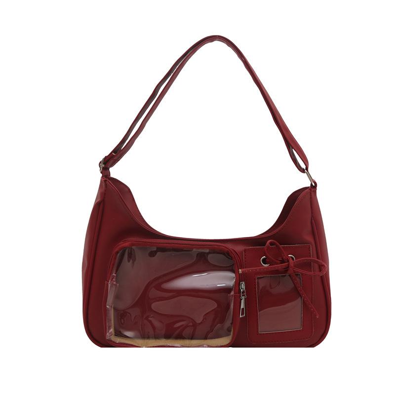 

Girls two-dimensional yuan pain bag crossbody student party large-capacity transparent bar bag small food allowance daily commuting women s bag No accessories червоний
