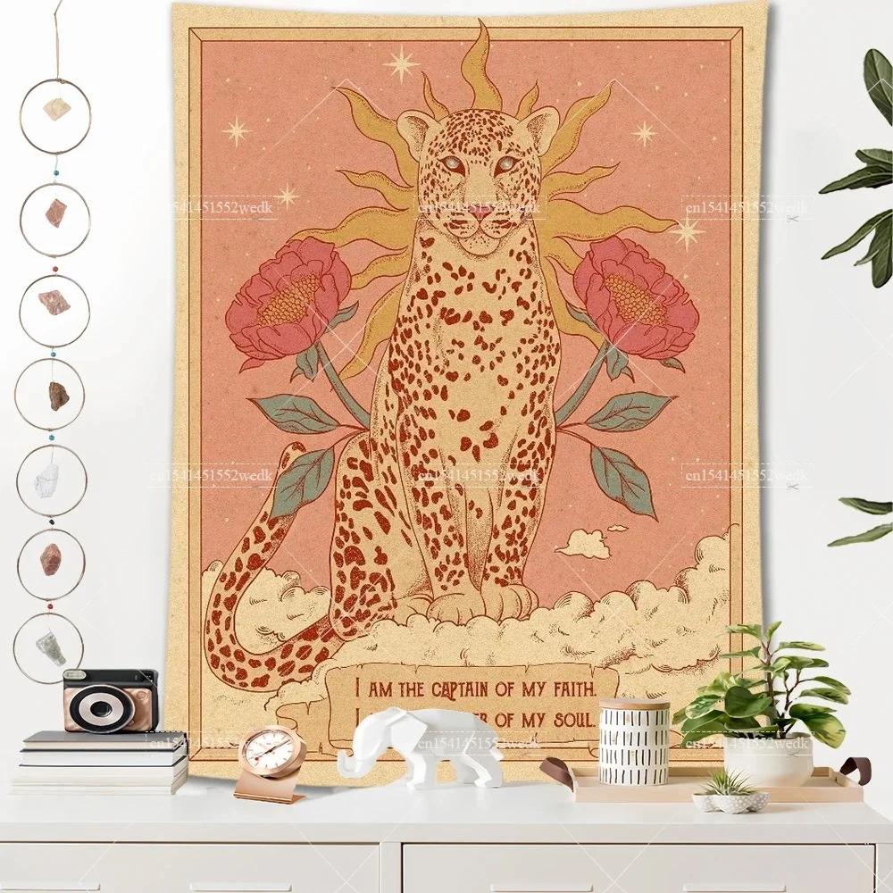 VIKAMA Bohemian Tarot CatThemed Room Decor Tapestry Sun and Moon Tarot Tapestry Home Room Wall Decor
