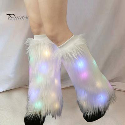 Mantenimento Caldo 1 Paio Scaldamuscoli in Pelliccia Sintetica con Luce Calze Peluche ad Tubo Alto da Donna per Performance sul Palco Copriscarpe da Festa
