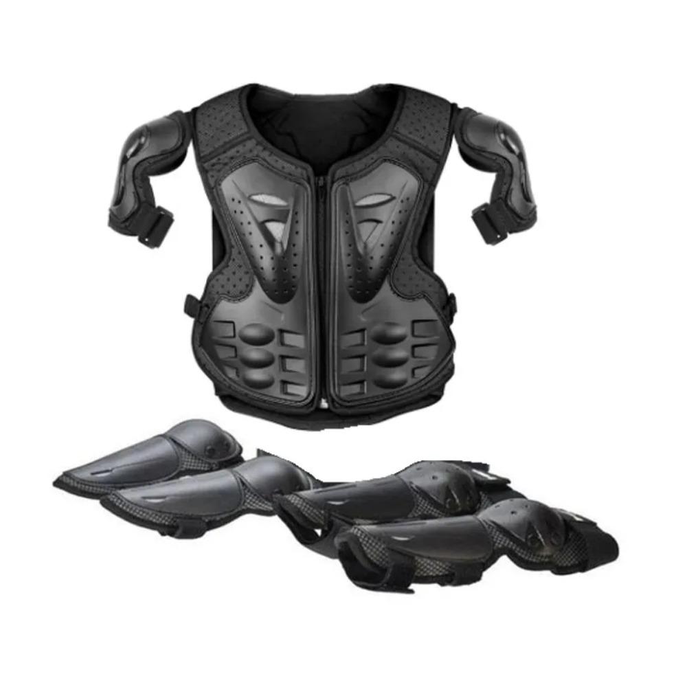 Protezione Completa Motocross Bambino Bambini 4-15 Anni Gilet Corazza Gilet Vita Ginocchio Gomito Armatura per Moto Ciclismo Downhill