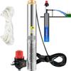 Deep Well Submersible Pump, 550W 230V/50Hz, 50L/min 89 M Head, 20 M Cord & Automatic Pressure Switch, 7.6 Cm Stainless Steel Water Pumps for