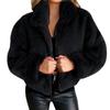 Cappotti invernali addensati in peluche Cappotto femminile con risvolto a maniche lunghe in pelliccia sintetica Calde giacche femminili Cappotto con tasche larghe con cerniera peloso e soffice