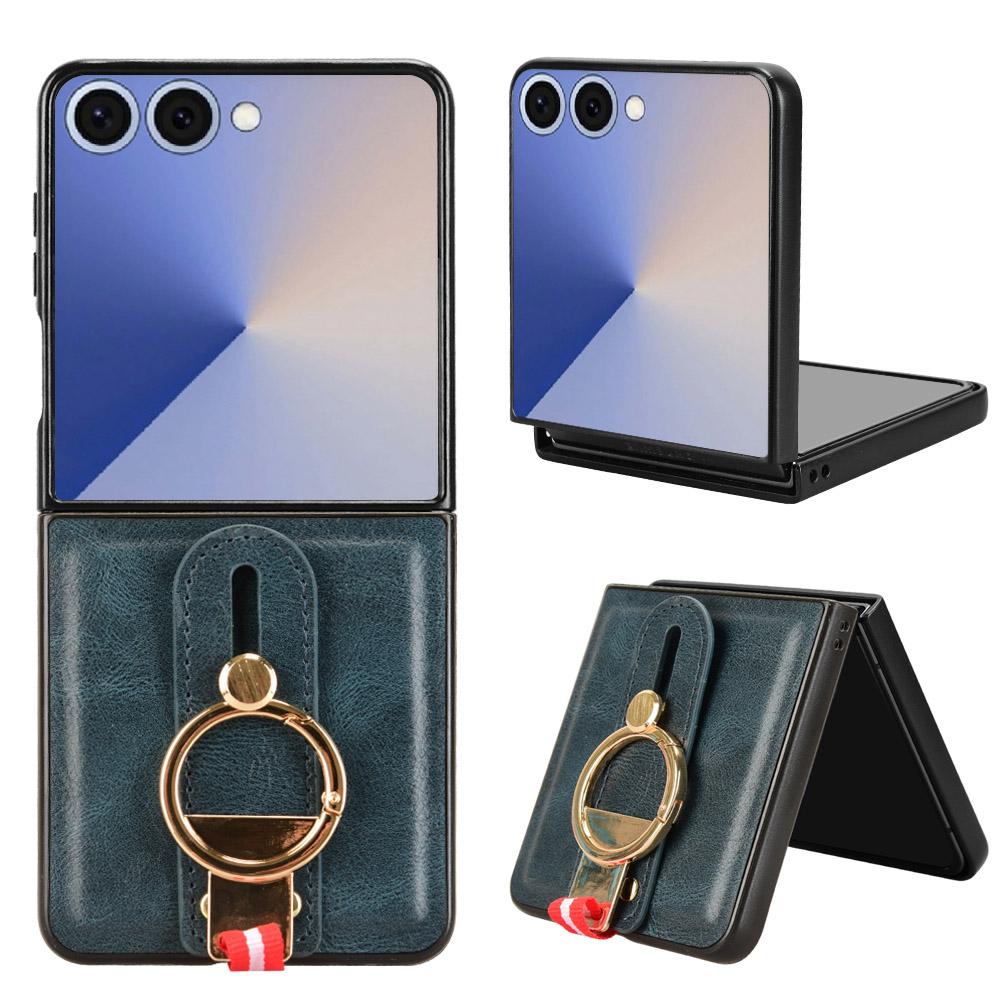 For Samsung Galaxy Z Flip7 5G Case Wristband Kickstand Leather+PC+TPU Phone Cover with Bottle Opener