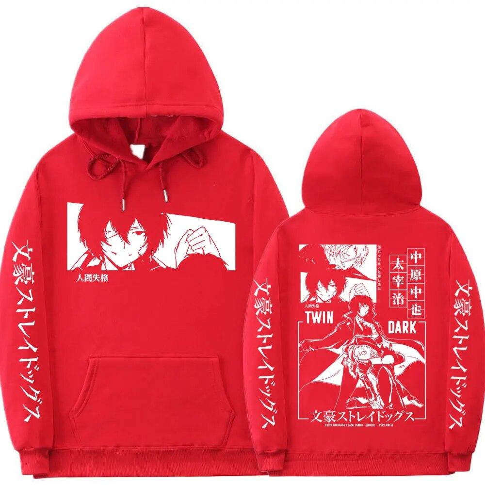 Anime Long Sleeve Unisex Women Sweatshirt Unisex Streetwear Bungo Stray Dogs Dazai Osamu Nakahara Chuuya Hoodie Unisexs Graphic Hoodies