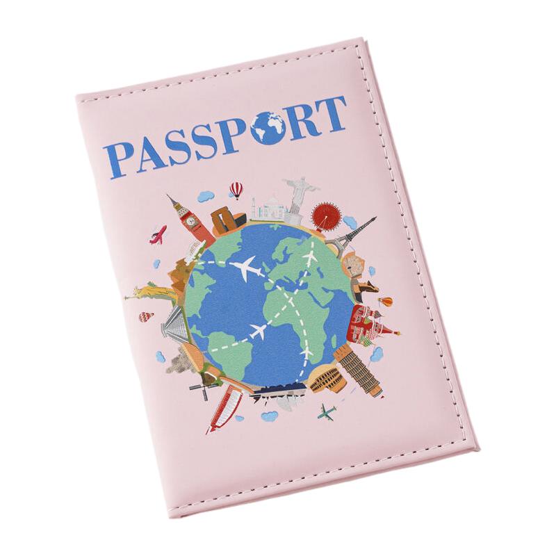 

2025 Цветная карта с буквами Принт Держатель для паспорта Унисекс Обложка для паспорта Зажим для билетов Кошелек для паспорта Дорожный держатель для удостоверения личности розовый