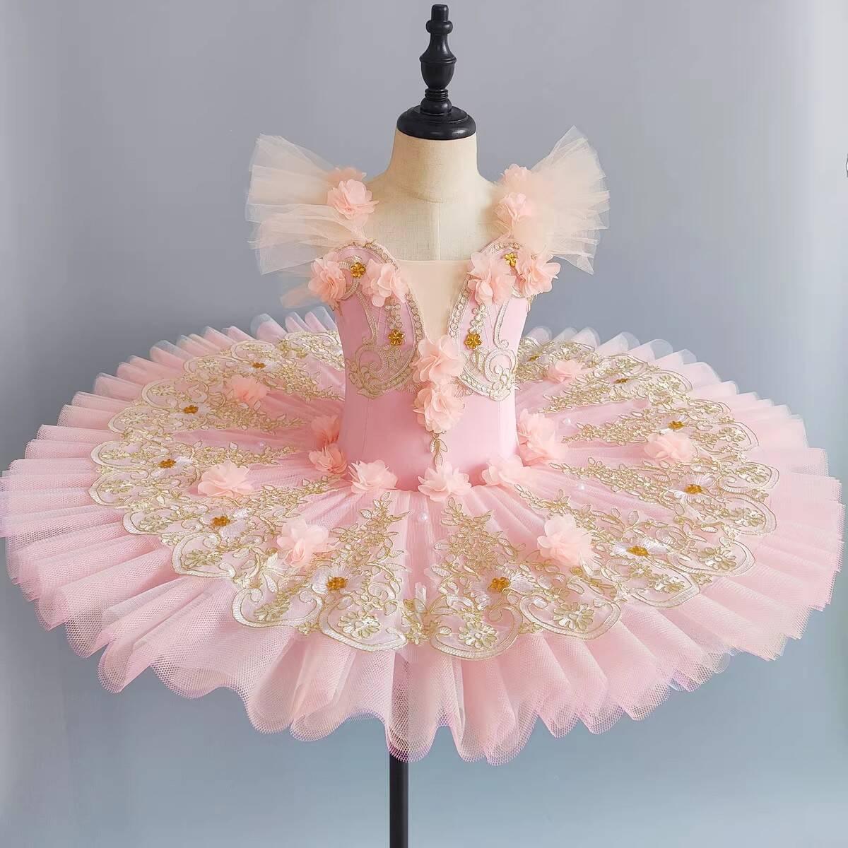 Girls Blue Sequin Strappy Ballet Dance Gauze Skirt Costume 150 cm розовый