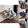 Clashing Grid Color Artistic Vintage Beret Hat Geometric Elements Spring Women