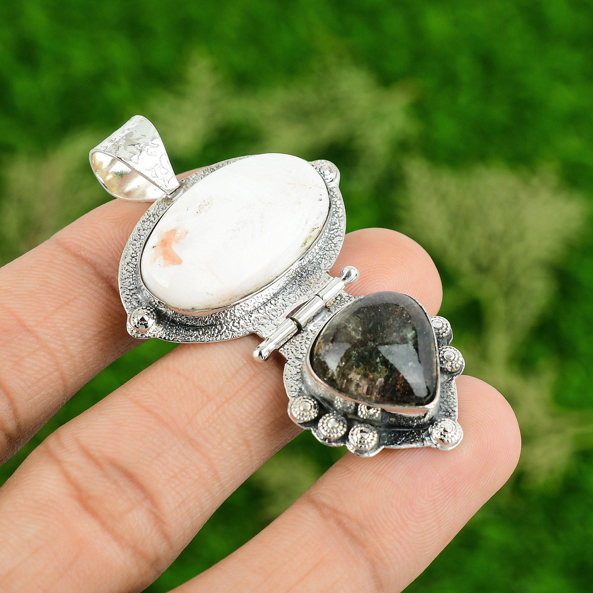 

Natural Scolecite Garden Quartz 925 Sterling Silver Trendy Bezel Wedding Pendant