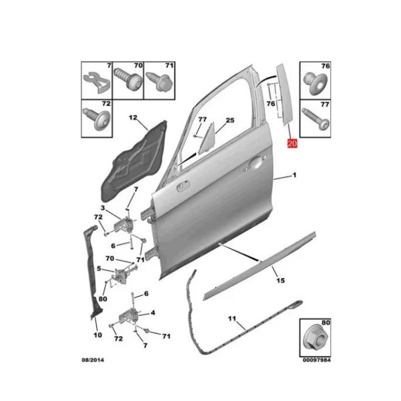 98034561XK Per Citroen DS5 2013-2017 Striscia Decorativa Telaio Porta 98034566XK 96874098XK 96874014XK