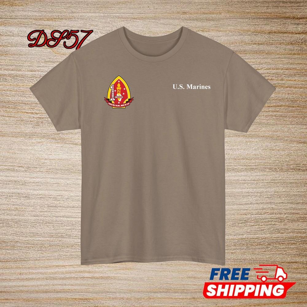 1st Battalion 2nd Marine Regiment USMC Small Logo T-Shirt S to 5XL Made In USA Unisex T-Shirt