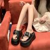 Fashion 8cm Women's Summer Chunky Slippers Fashion Thick-Bottom Sandals Flip Flops Wedges Buckle Slippers Platform Beach Slides Zapatos