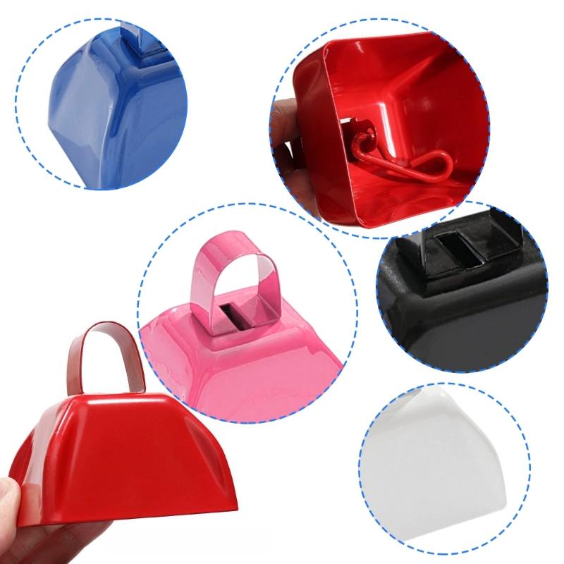 Pack of 4 Mini Metal Cowbell Set Colorful Color Antirust Fade Proof Ideal for Sports Festivities and Long Term Use
