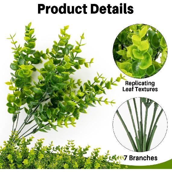 4PCS Outdoor Fake Plants - Small Fake Plants for Outside Fake Plant Artificial Greenery Outdoor Decor for Patio Wall Apartment Home Front Porch Decor