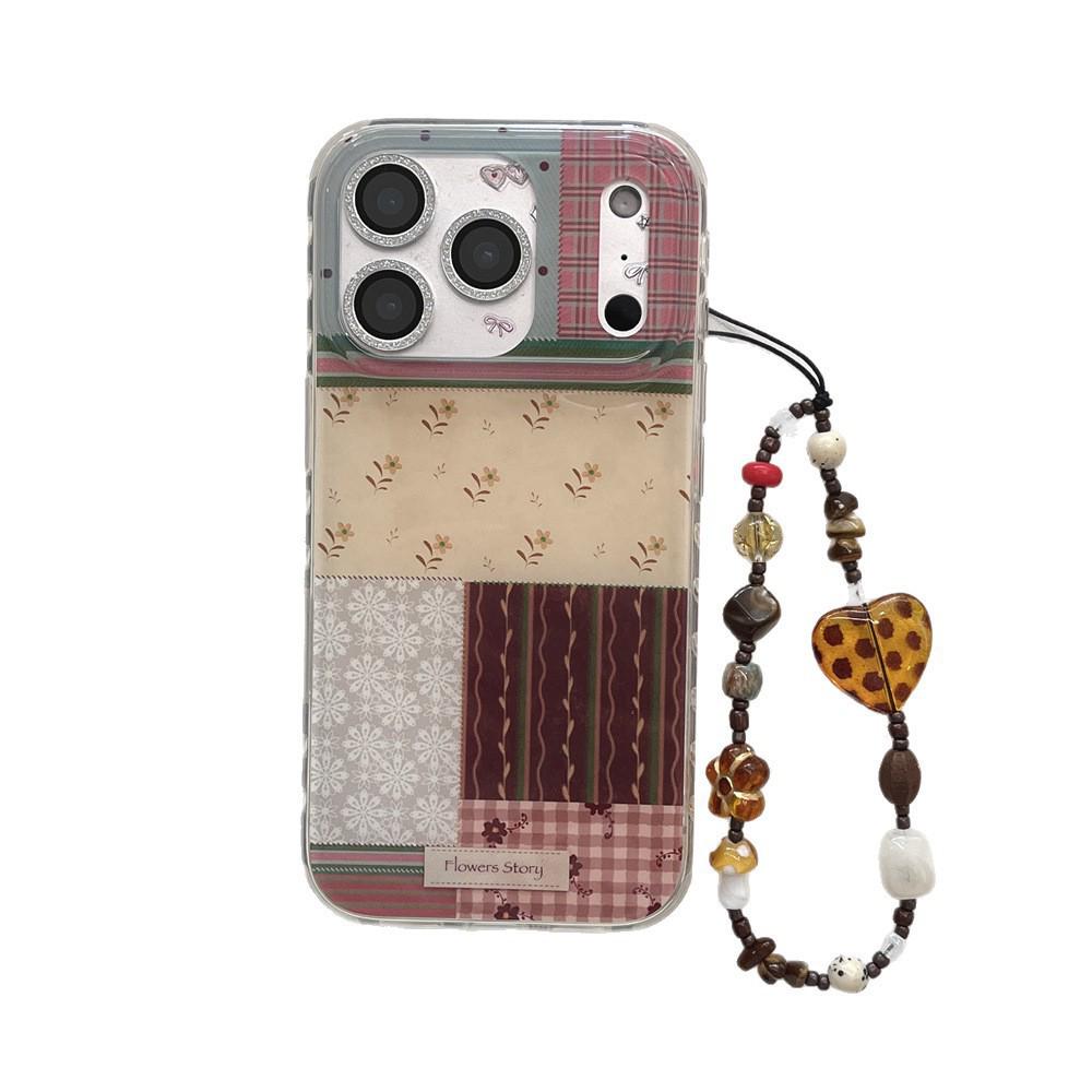 New Double-Layer Plaid Floral Patchwork Phone Case for Apple iPhone 17 Pro Max/16/15, Drop-Proof Protection