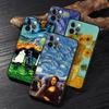 Van Gogh Starry Night Cat Oil Painting Funda For Iphone 15 Pro 14 11 12 13 Pro Max Mini XS X 7 8 14 Plus SE2020 Cases Soft Cover