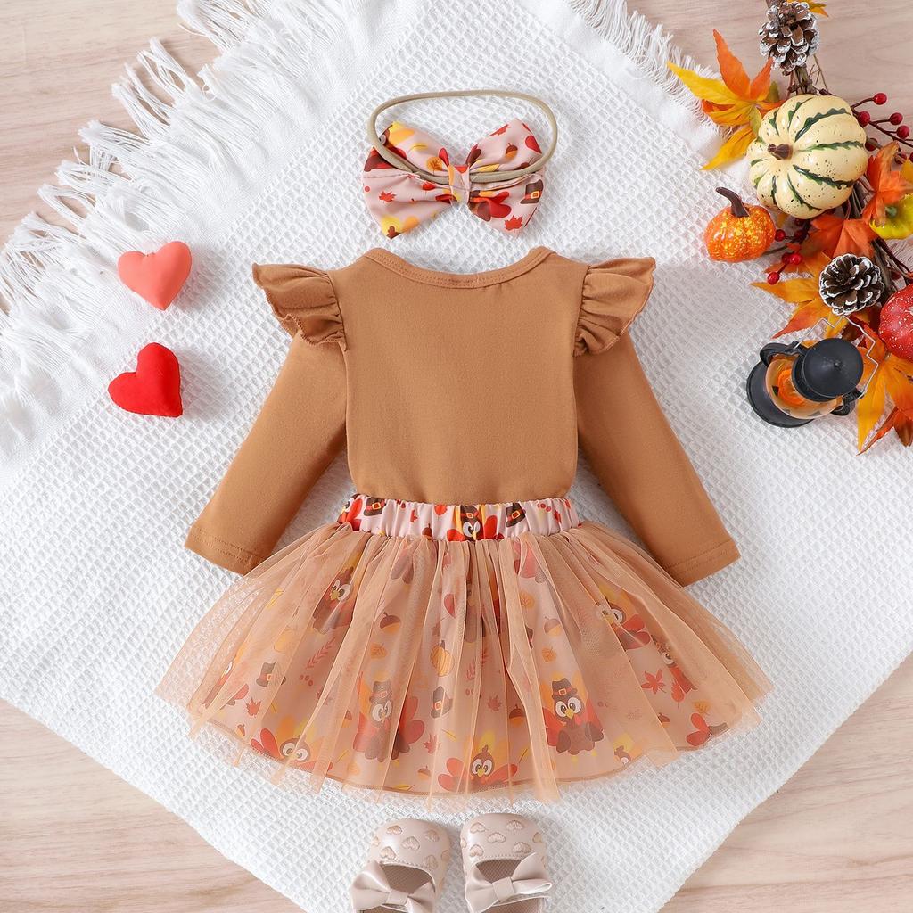 Infant Toddler Long-Sleeve Romper & Skirt Set