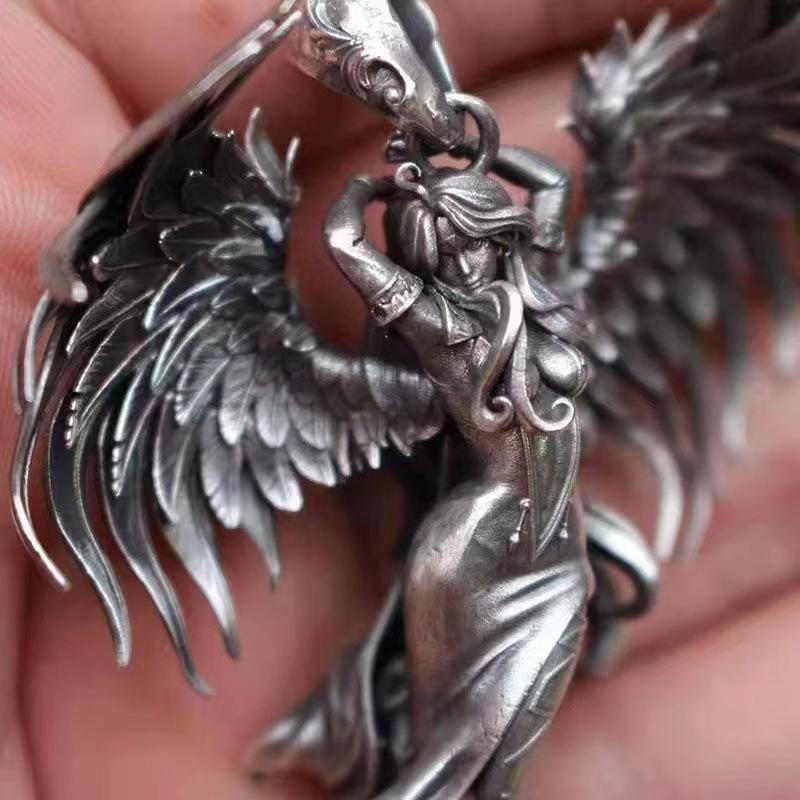Unisex Retro Angel Wings Pendant Necklace - Punk Style & Couple Design