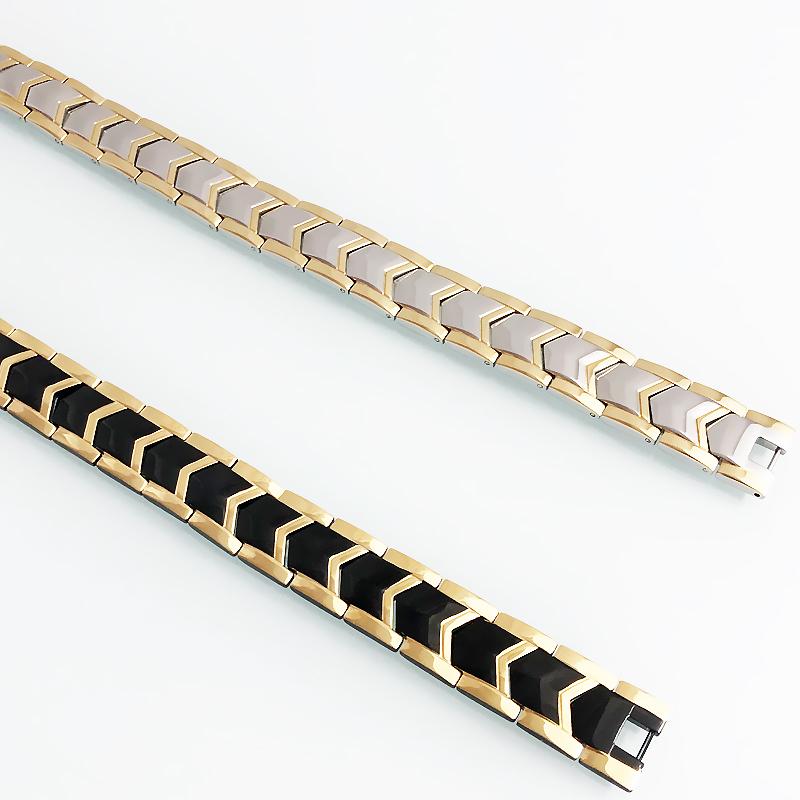 Schwarz Gold Farbe Edelstahl Metall Hand Kette herren Armband & Armreif 4 In 1 Bio Magnetische Armband Männlichen Schmuck