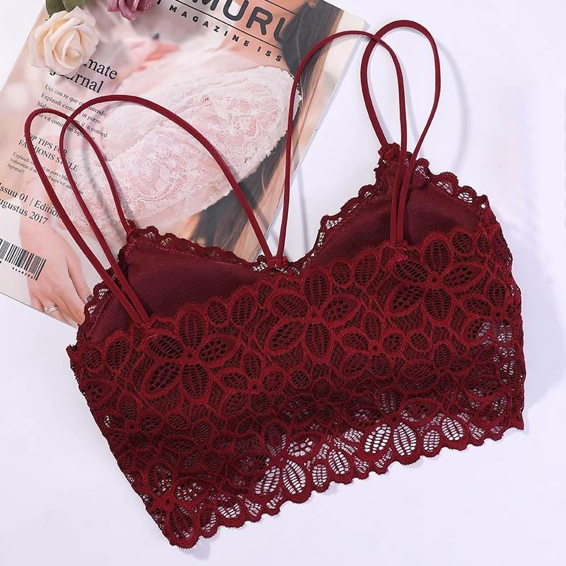 Lace Floral Hollow Bra main image 1
