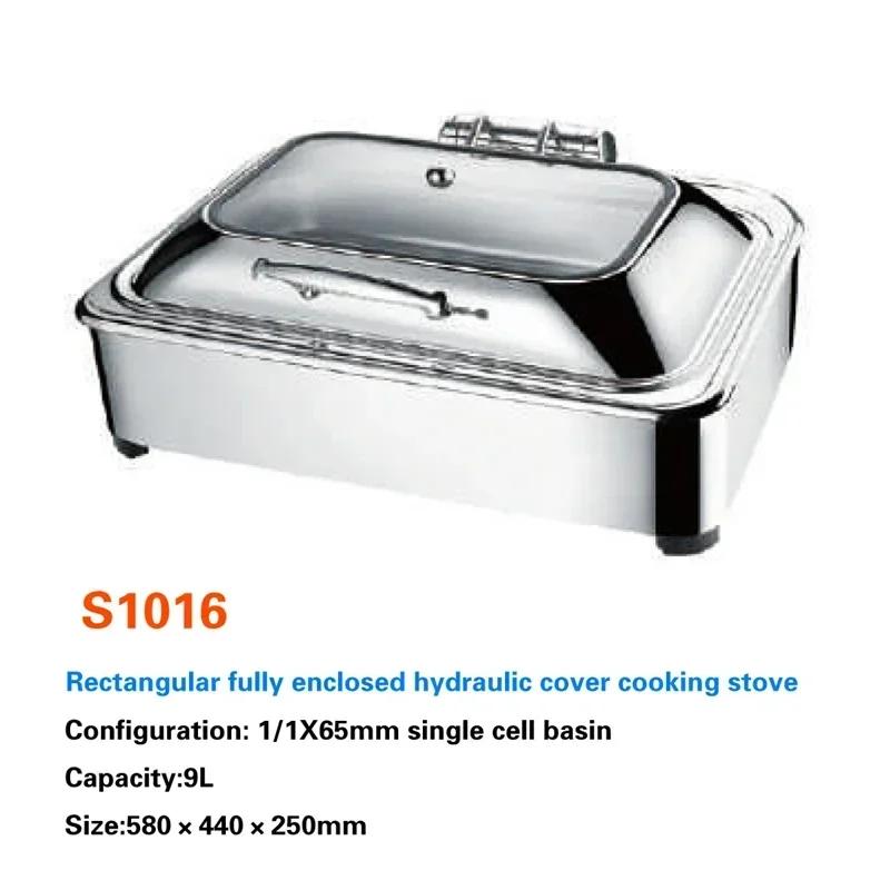 Buffet-Speisenwärmer Kommerzielles Buffet-Chaffing-Dish Luxus für Hotel Hydraulischer Buffetherd Hotpot Edelstahlgeschirr Royal
