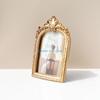 B0KB Florals Embossed Resins Picture Holder Antique Arch Photo Frame Includes Double Display Option Wall Hanging or Tabletop