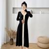 Francouzské Vintage Pletené Šaty Dámské Podzim Zima Nová Korejská Verze Módní Dlouhý Designový Smysl Černobílý Kontrast Ležérní Šaty