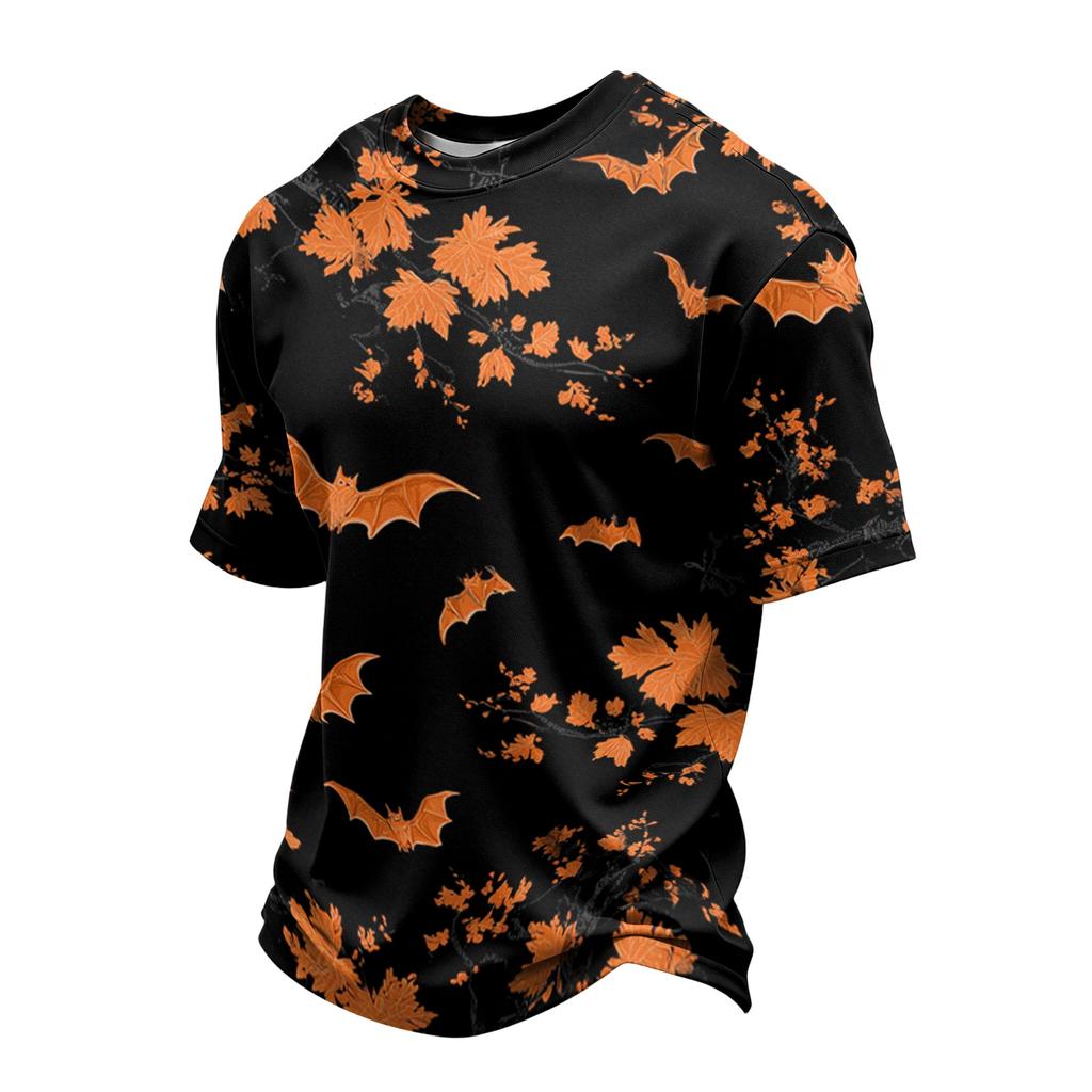 Men's Lightweight Quick-Dry Mesh Short Sleeve Round Neck T-Shirt with Halloween Print