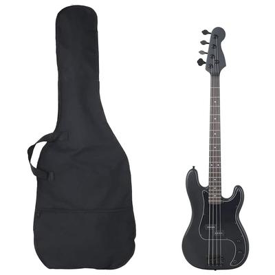 Vidaxl Bass Guitar For Beginners, With Bag, Black, 4/4, 46"