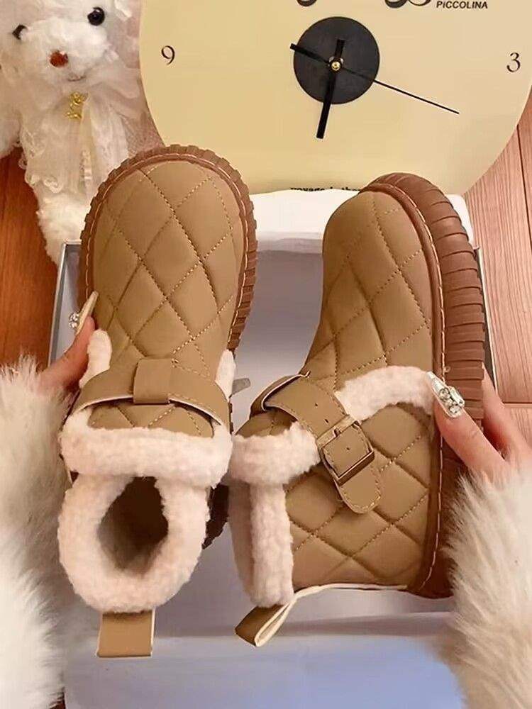 Snow boots women's winter velvet thickened new warm platform bread shoes Northeast cotton shoes waterproof and non-slip soft-soled shoes