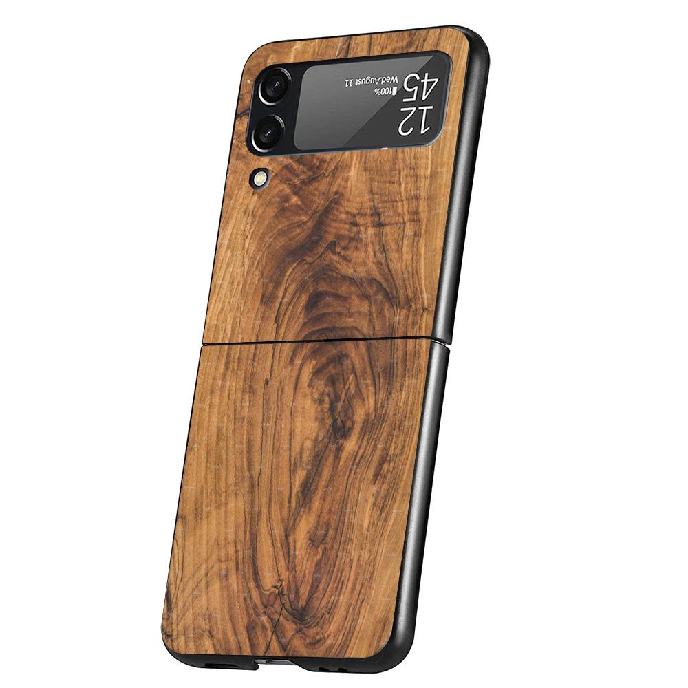 Wood Wooden Pattern Cover Phone Case For Samsung Galaxy Z Flip 7 6 5 4 3 5G Flip7 Flip6 Flip5 Flip4 Flip3 Black Fundas Shell Gal