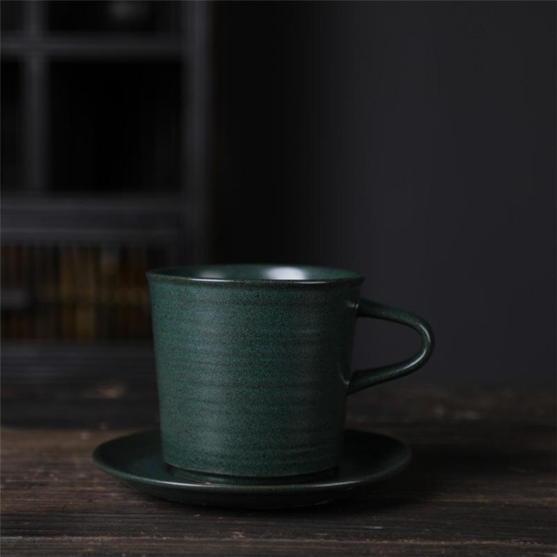 Japanese Coffee Cup And Saucer Set Retro Vintage Coarse Pottery Light Luxury Simple Cup Retro Ceramic Cup
