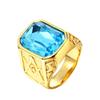 Trendy Gold Plated Titanium Ring with Colorful Gems Punk Style Stainless Steel Jewelry