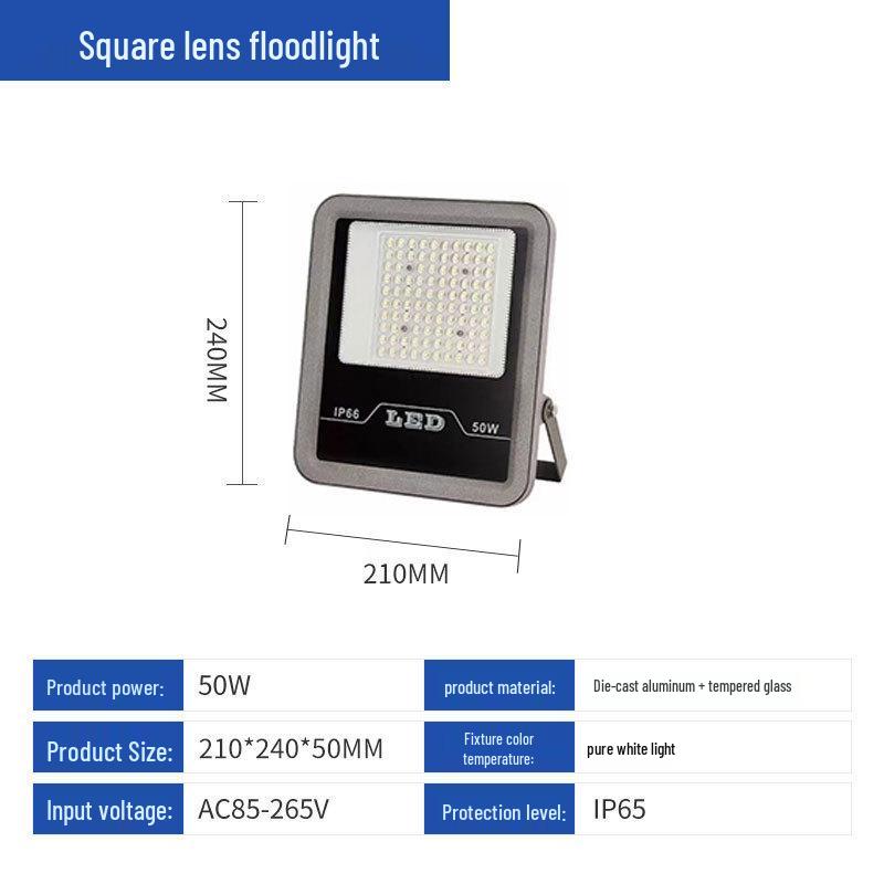 500W Waterproof LED Floodlight for Outdoor, Workshop, and Construction Site - Super Bright High-Power Spotlight