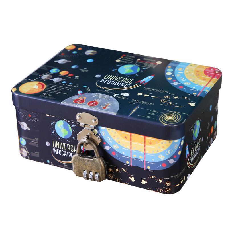 Compact Iron Lockable Storage Box For Toys Cosmetics Home Gift Organization