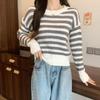 Women's Korean-Style Striped Round Neck Pullover Sweater - New Spring & Autumn Design