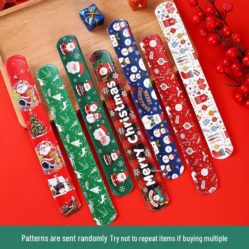 Cute Christmas Cartoon Slap Bracelet Wristband for Kids - Fun Student Gift & Headwear Accessory