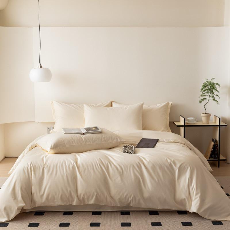 100 Pcs~ Nordic Pure Cotton Polished Four-Piece Set, Thickened Warm Cotton Bed Sheet, Quilt Cover, Mattress, Bedding