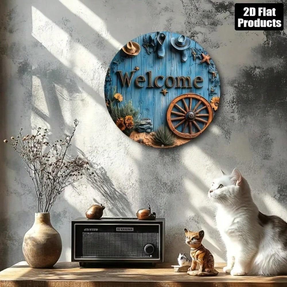 Vintage Welcome Sign Metal Wall Art for Home Bar Decor