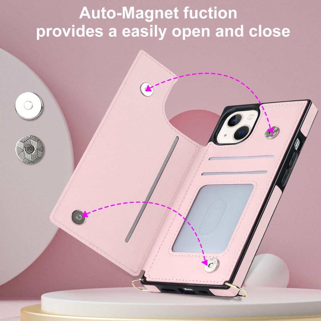 Crossbody Double Buckle Zipper for Apple iPhone17Pro Mobile Phone Leather Case Samsung S25 Card Holder Protective Case